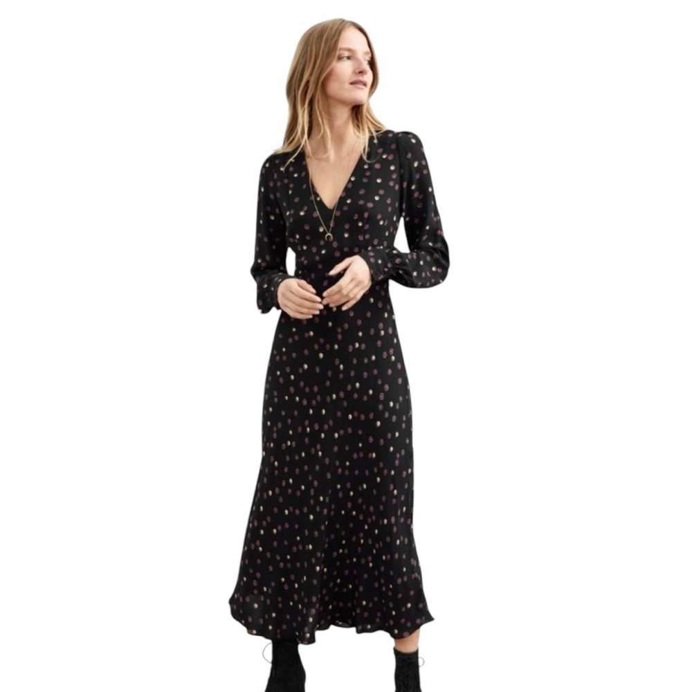 & Other Stories Black Floral Long Sleeve Dress
